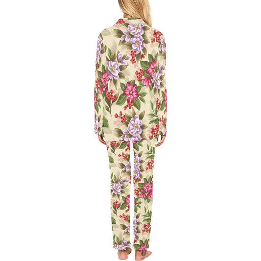 Summer Floral Pattern Print Design SF08 Women's Long Pajama Set