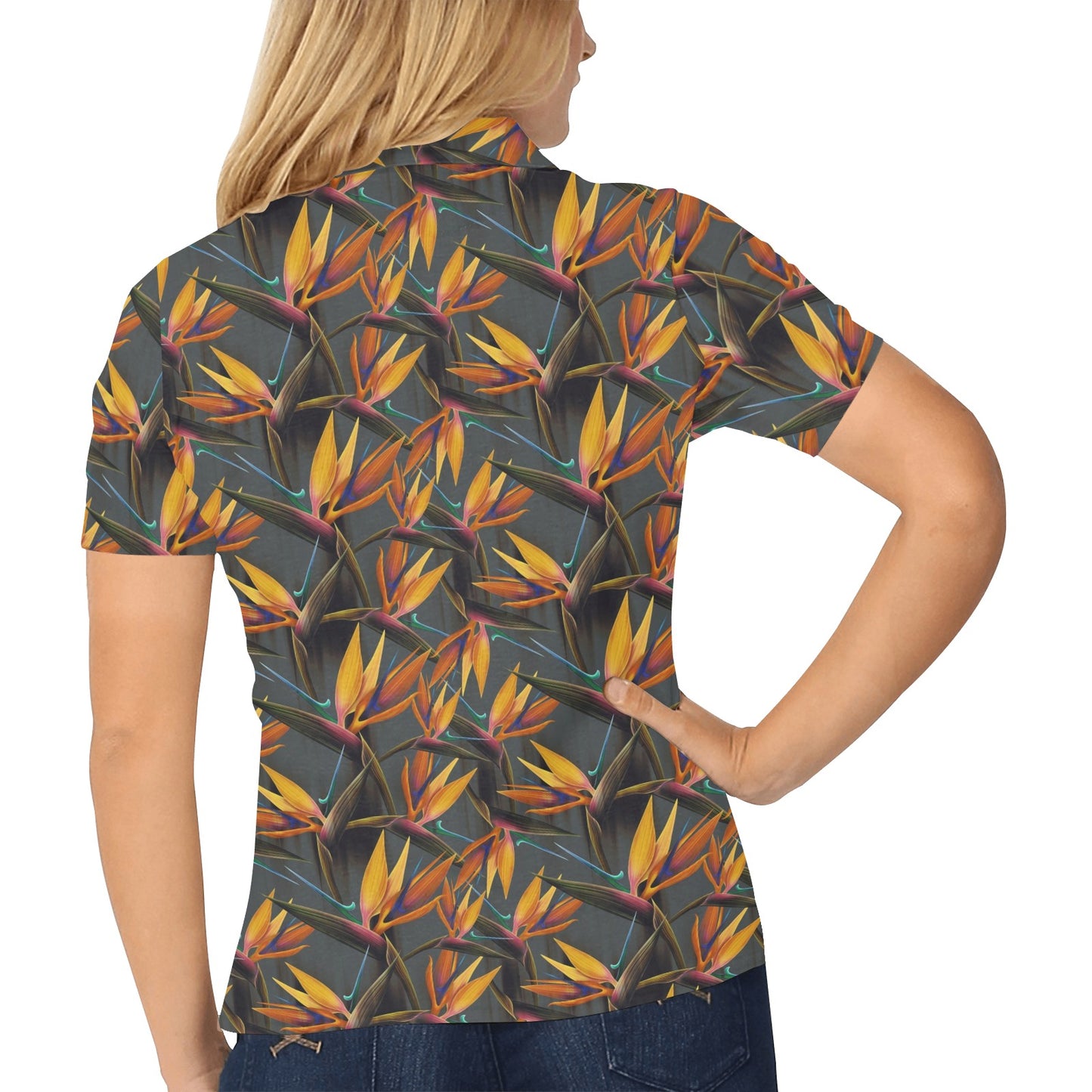 Bird Of Paradise Pattern Print Design 01 Women's Polo Shirt