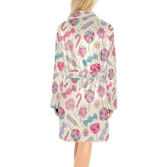 Candy Pattern Print Design CA04 Women's Fleece Robe