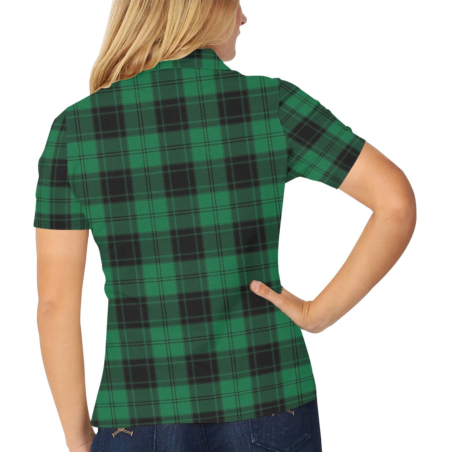 Tartan Green Print Design LKS302 Women's Polo Shirt