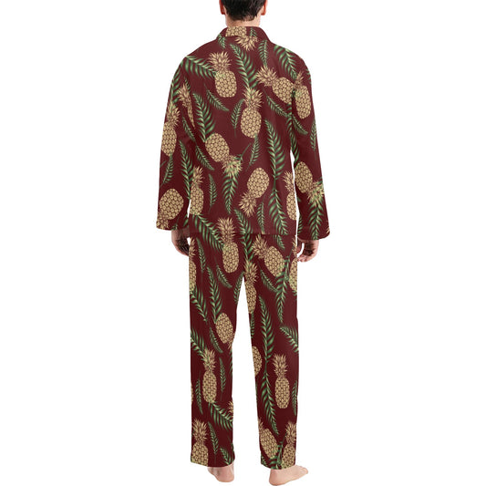 Pineapple Pattern Print Design PP013 Men's Long Pajama Set