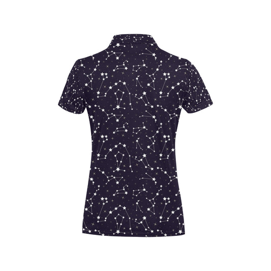 Zodiac Star Pattern Design Print Women's Polo Shirt