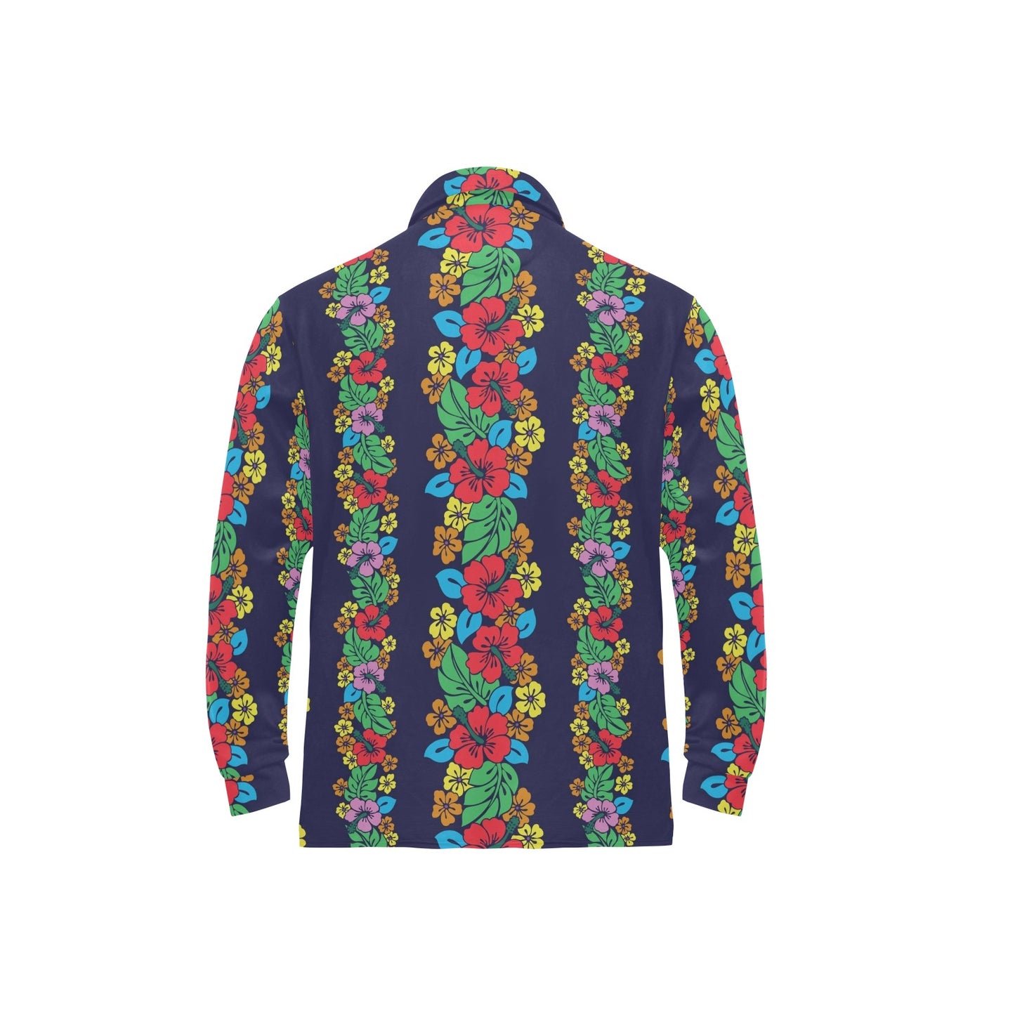 Hawaiian Themed Pattern Print Design H03 Long Sleeve Polo Shirt For Men's