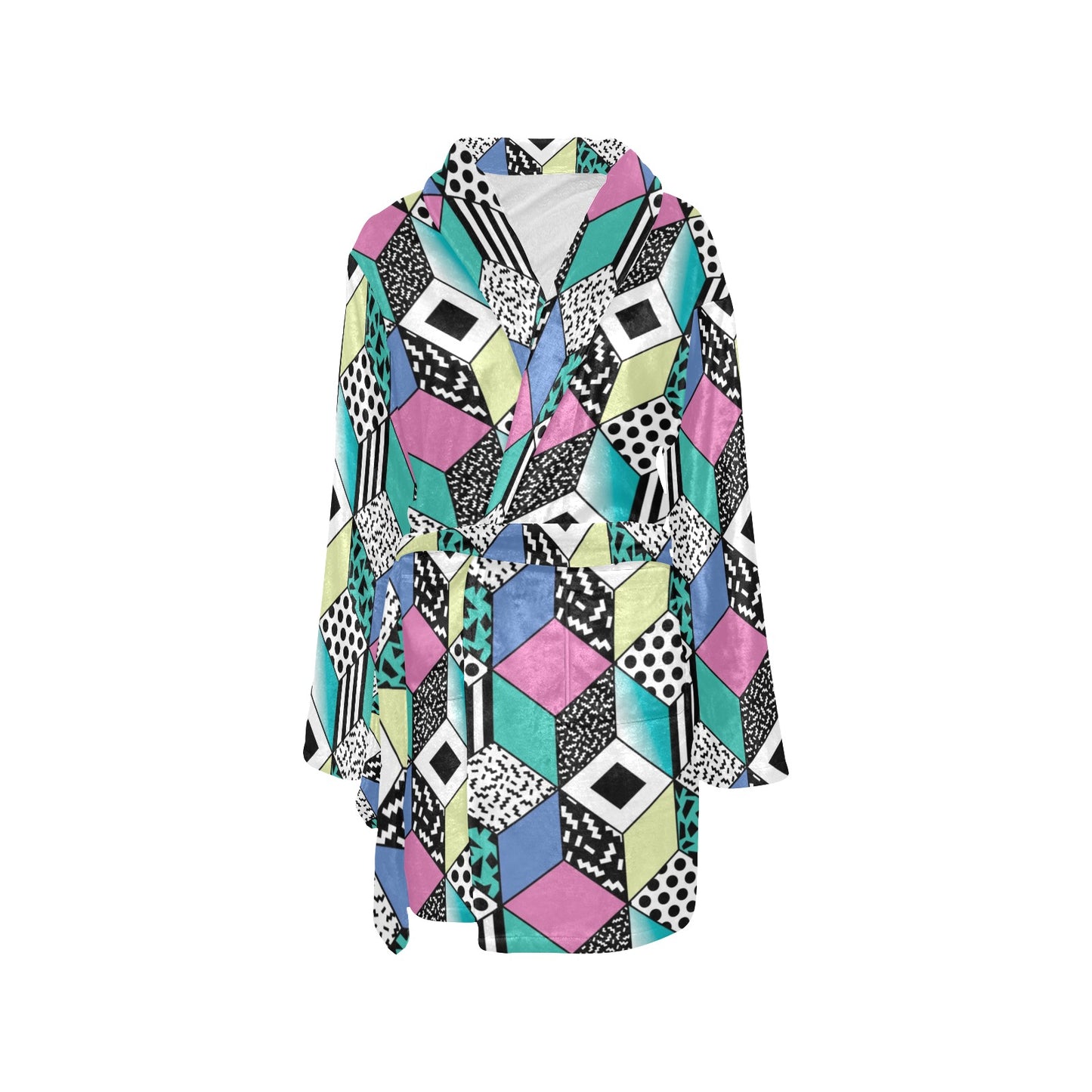 90s Pattern Print Design 3 Women's Fleece Robe