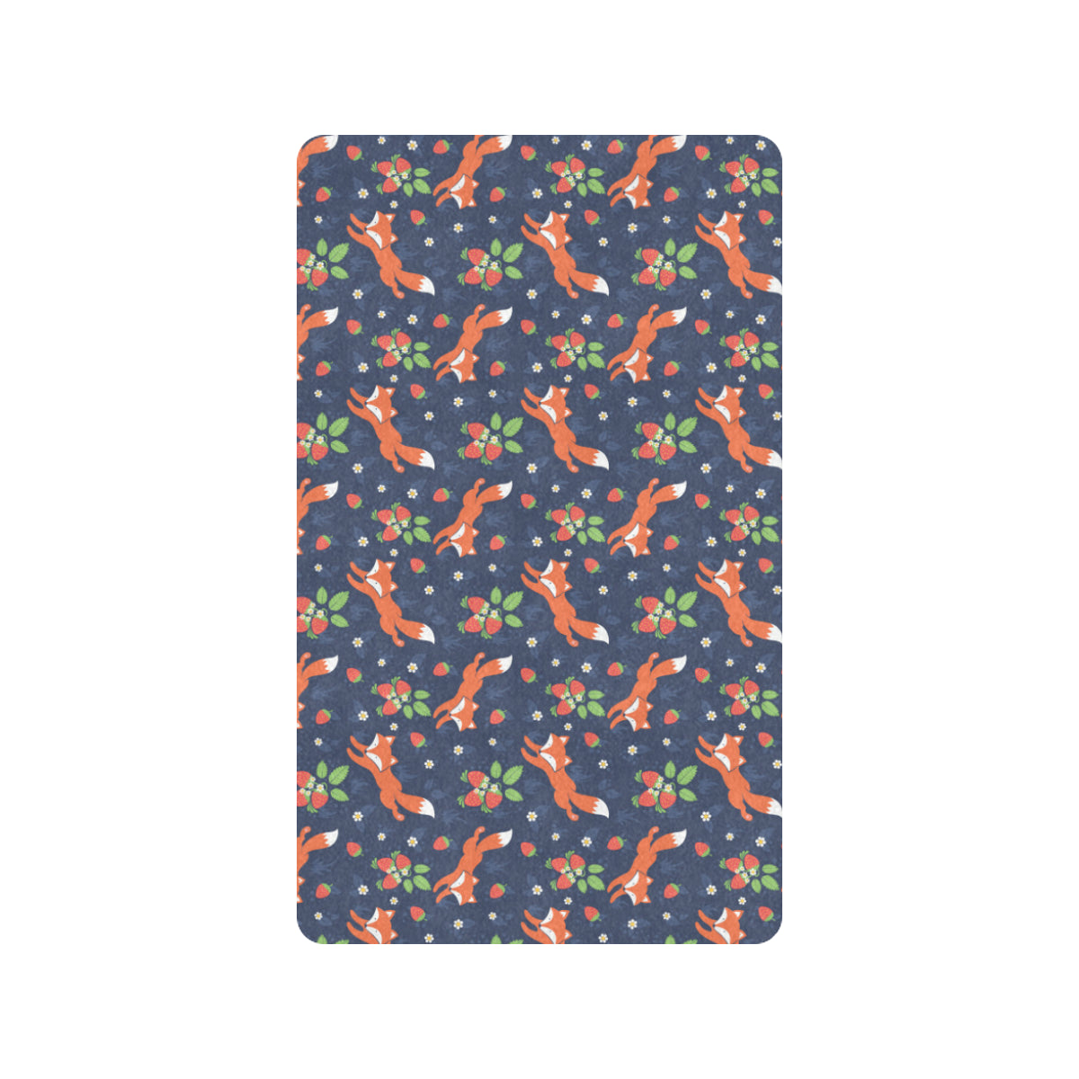 Fox Strawberry Print Pattern Rubber Doormat