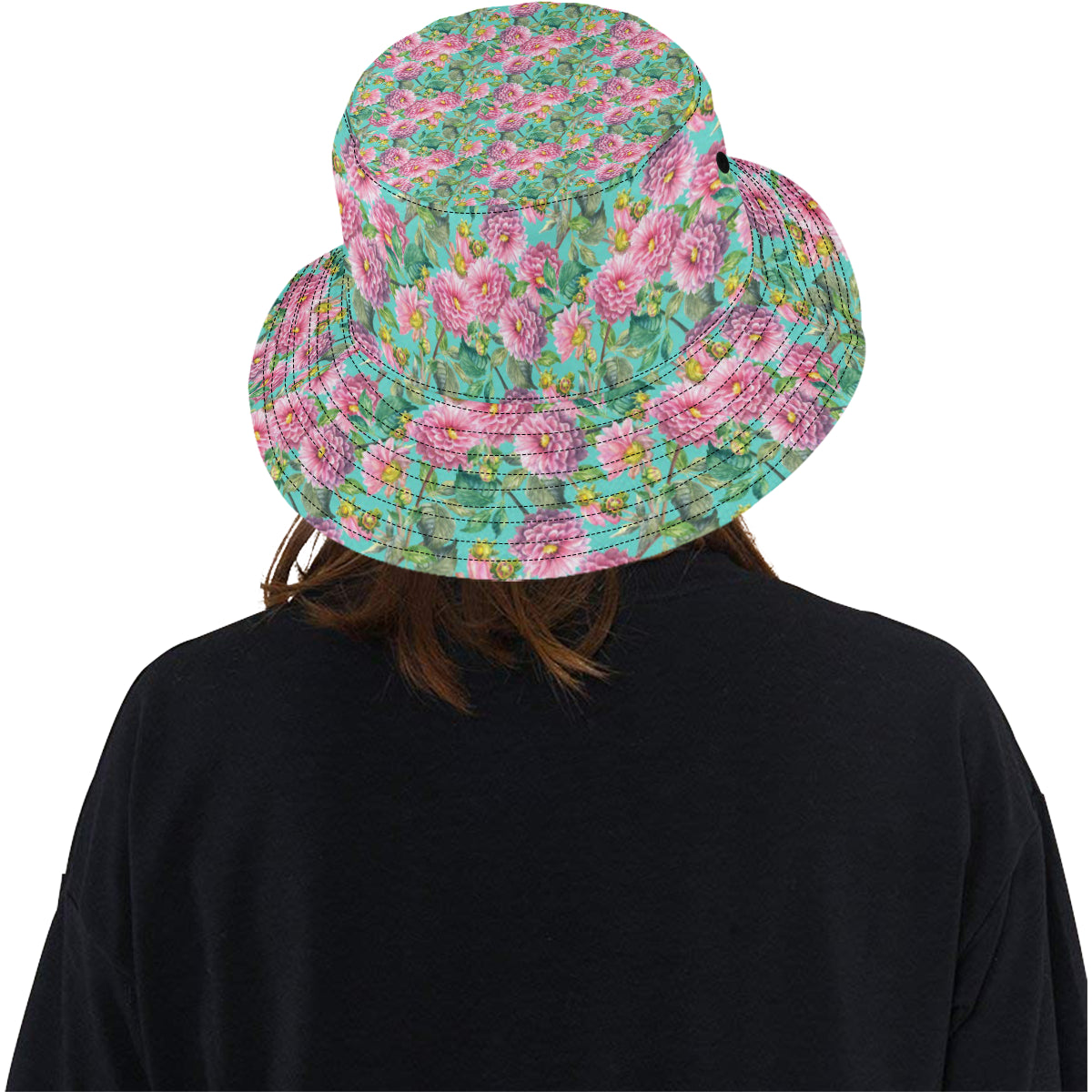 Dahlia Pattern Print Design DH07 Unisex Bucket Hat