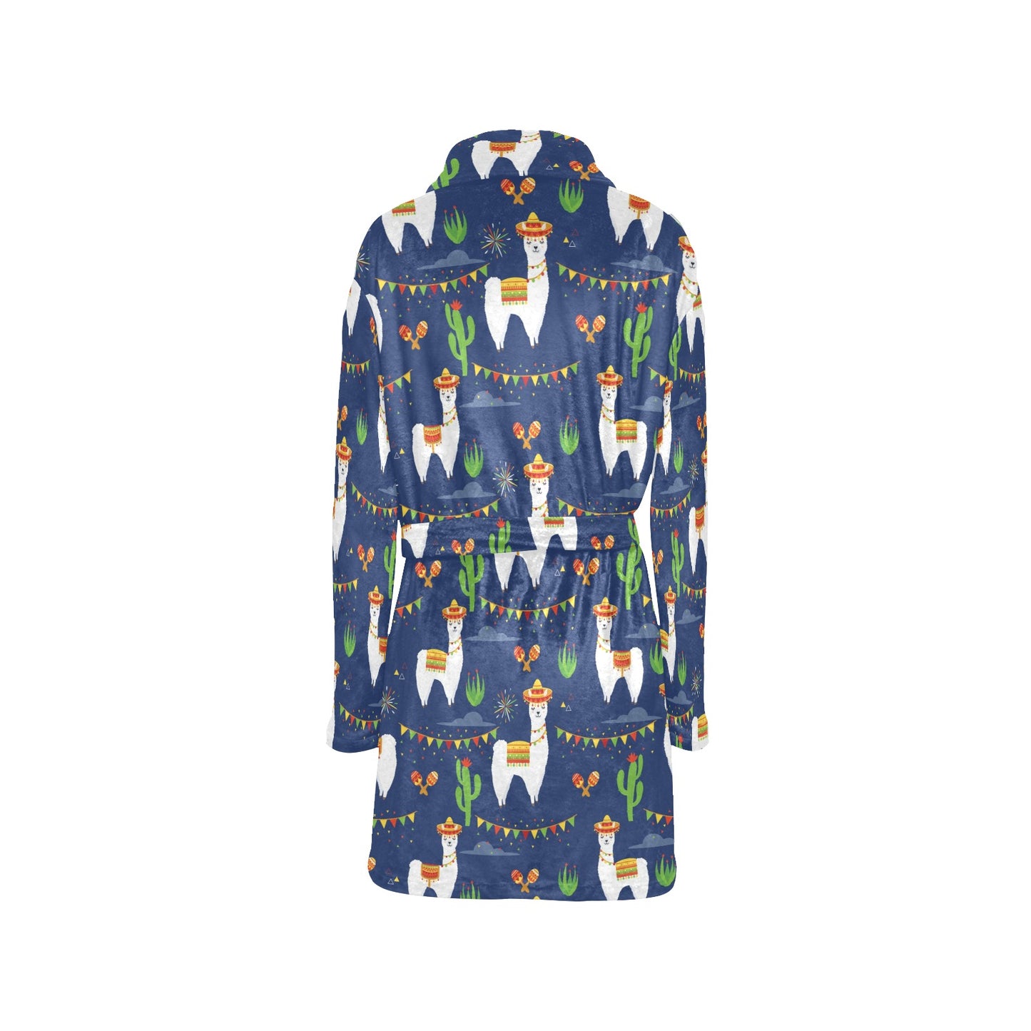 Llama Cactus Pattern Print Design 05 Women's Fleece Robe