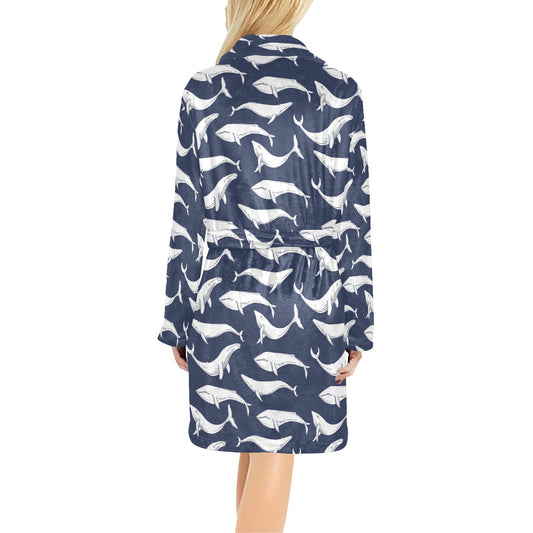 Whale Print Design LKS308 Women's Fleece Robe
