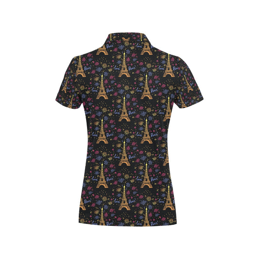 Eiffel Tower Love Paris Print Women's Polo Shirt