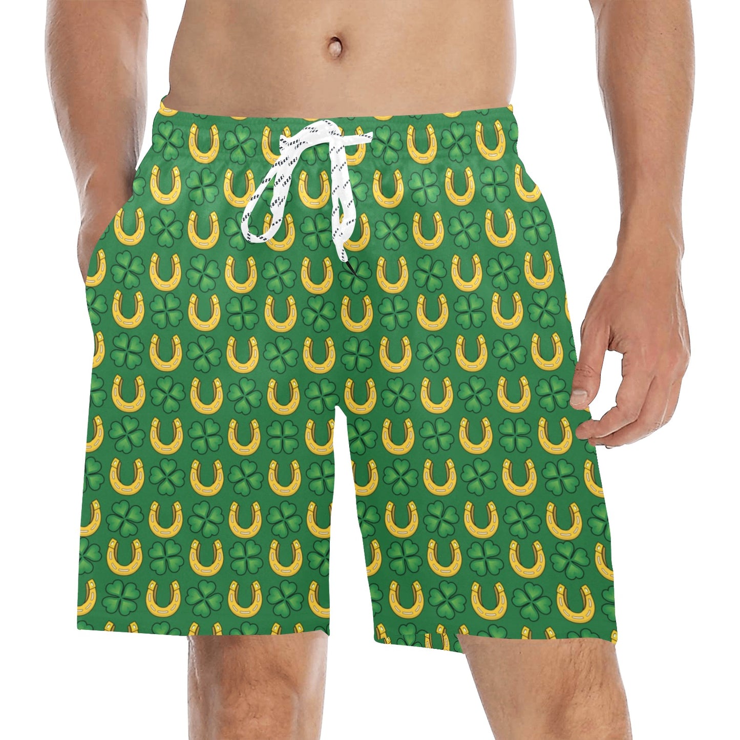Shamrock Horseshoes Print Pattern Men's Swim Trunks Beach Shorts