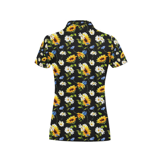 Sunflower Chamomile Bright Color Print Women's Polo Shirt