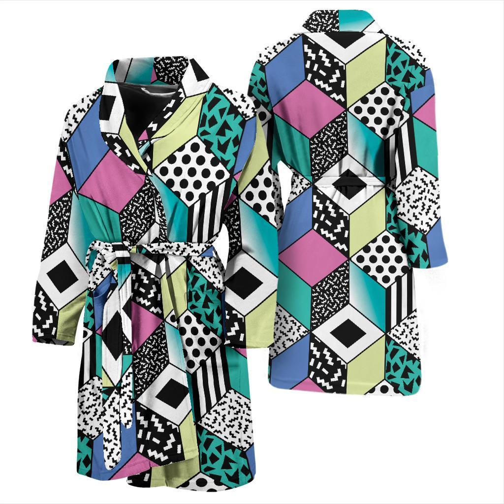 90s Pattern Print Design 3 Men Bathrobe-JORJUNE.COM