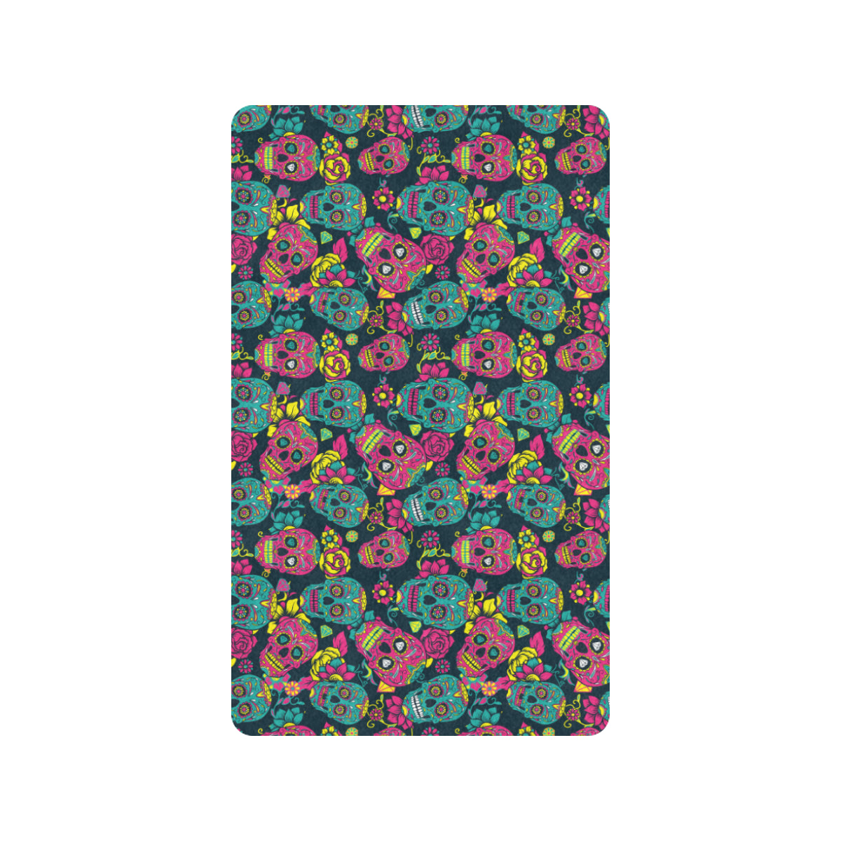 Sugar Skull Floral Design Themed Print Rubber Doormat