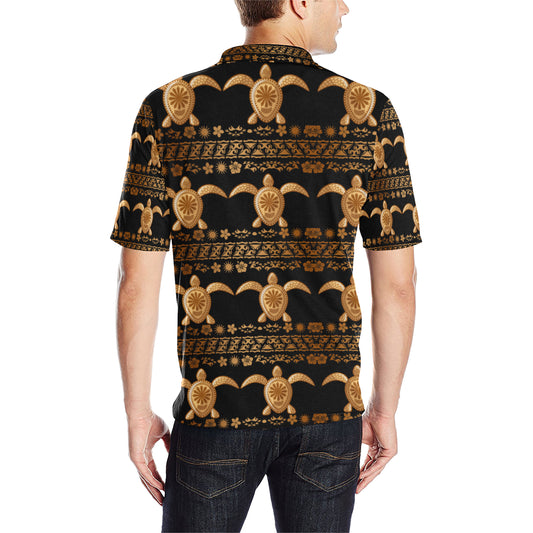 Tribal Sea turtle Polynesian Hawaiian Men Polo Shirt