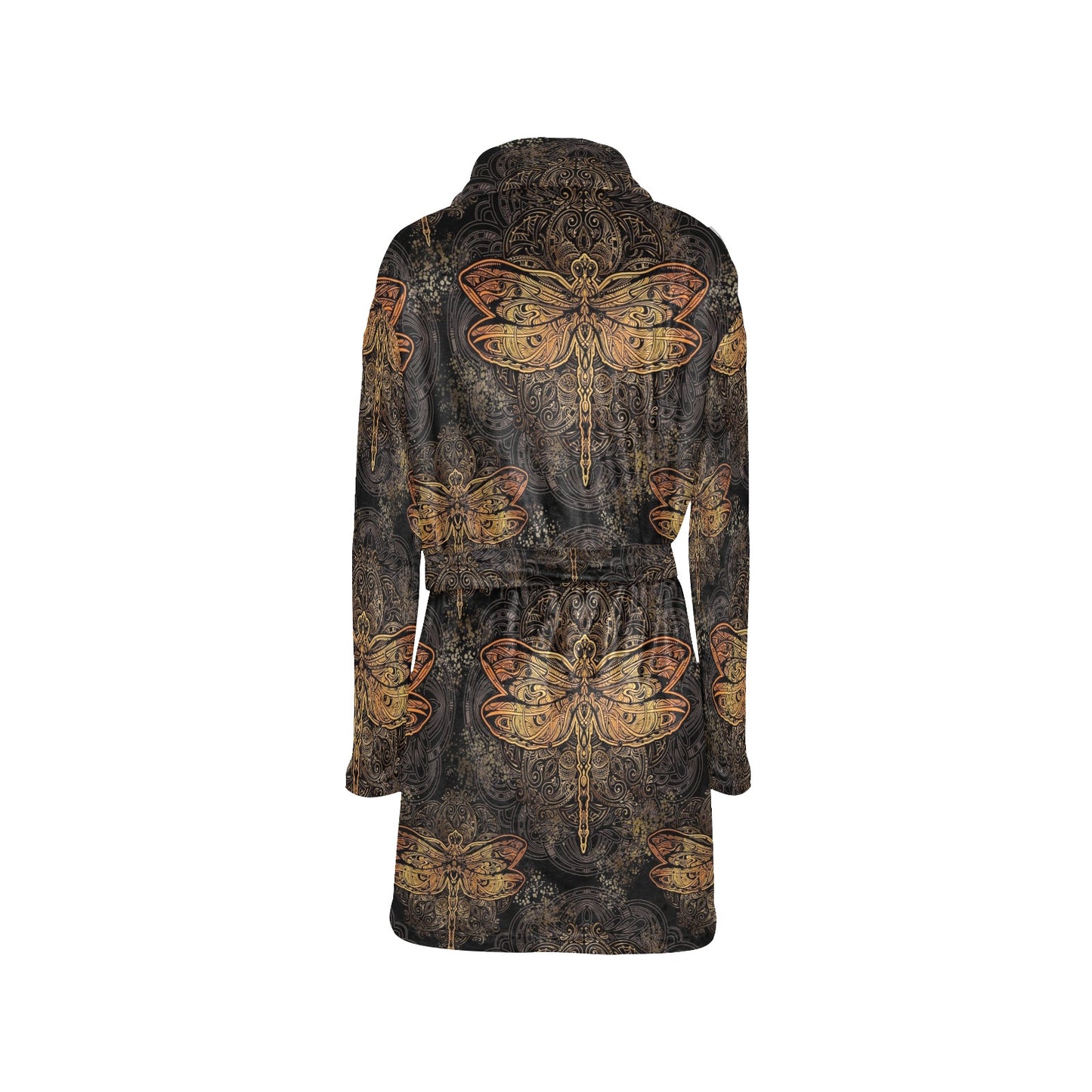 Gold Dragonfly Mandala Women's Fleece Robe