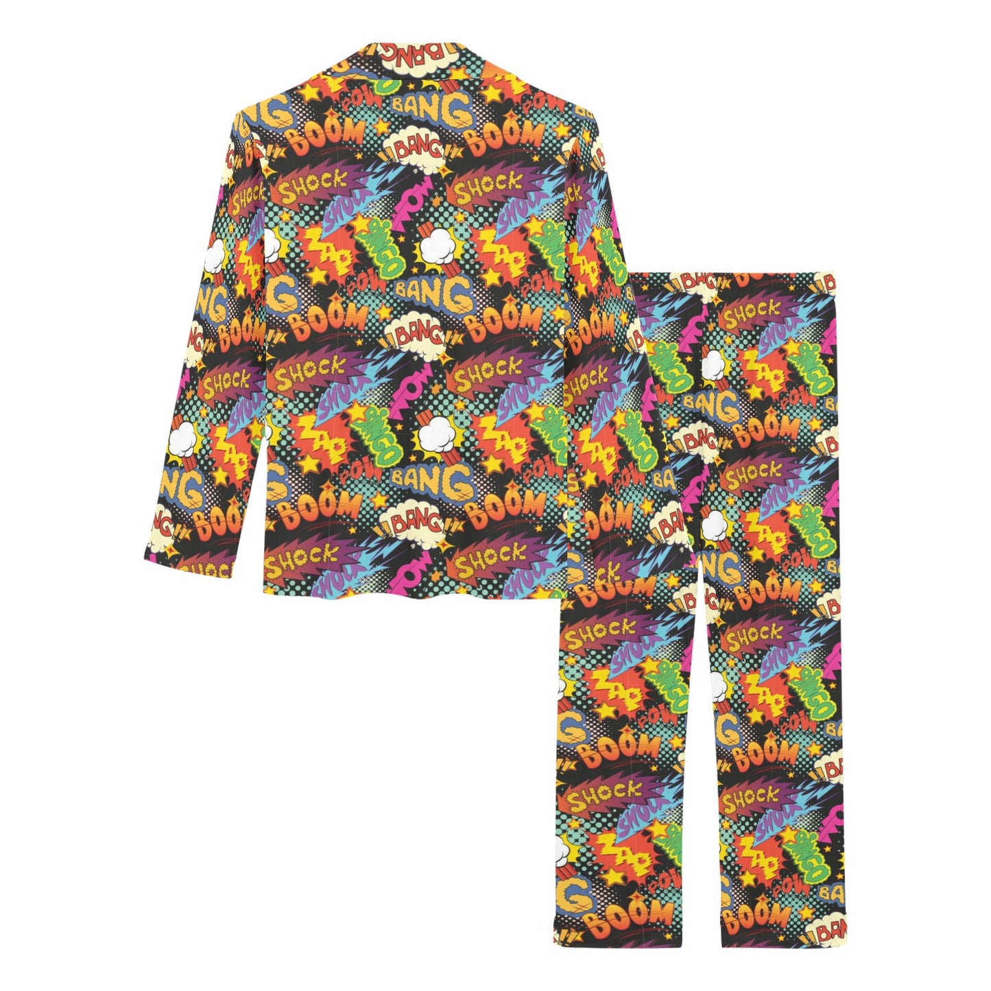 Comic Book Pattern Print Design 01 Women's Long Pajama Set