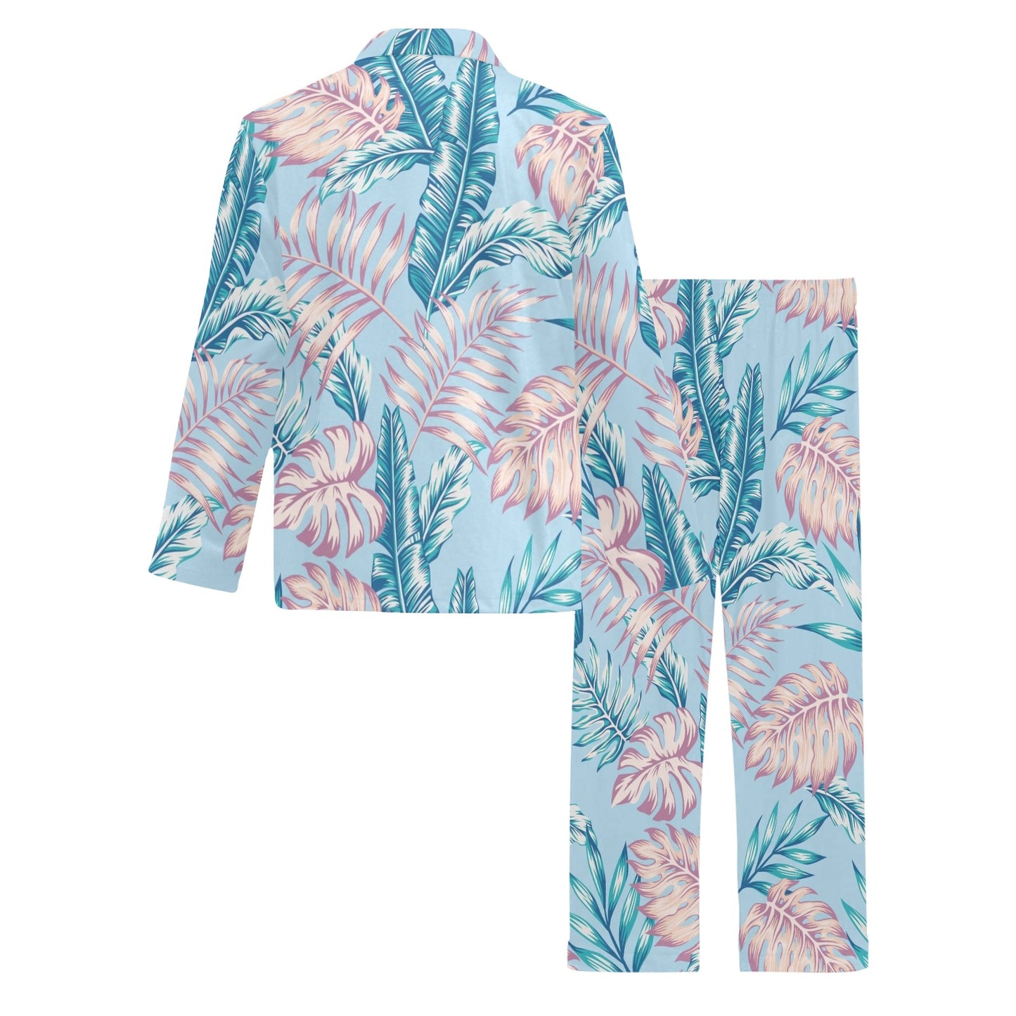 Tropical Flower Pattern Print Design TF01 Men's Long Pajama Set