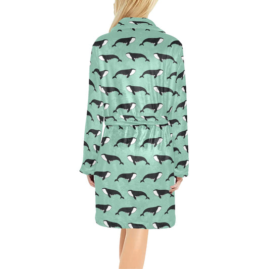 Whale Print Design LKS307 Women's Fleece Robe