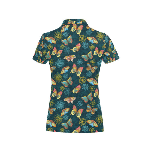 Butterfly Hand Draw Print Pattern Women's Polo Shirt