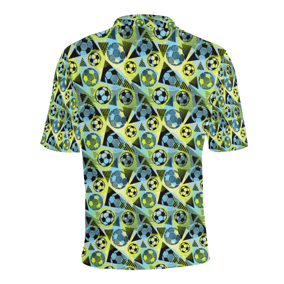 Soccer Ball Themed Print Design Men Polo Shirt