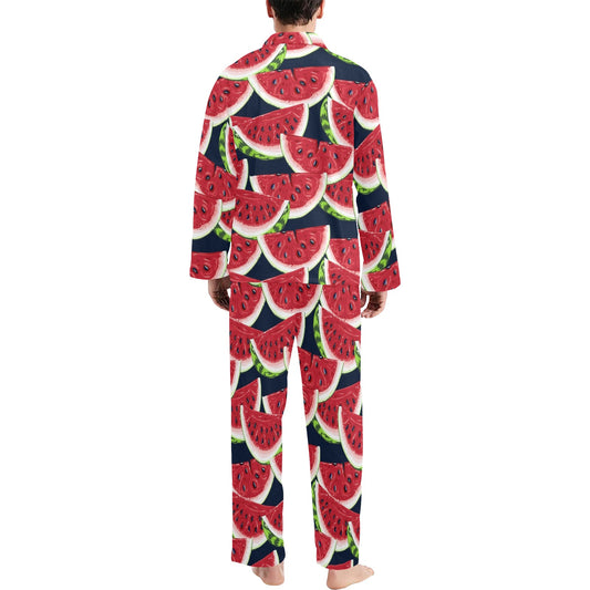 Watermelon Pattern Print Design WM011 Men's Long Pajama Set