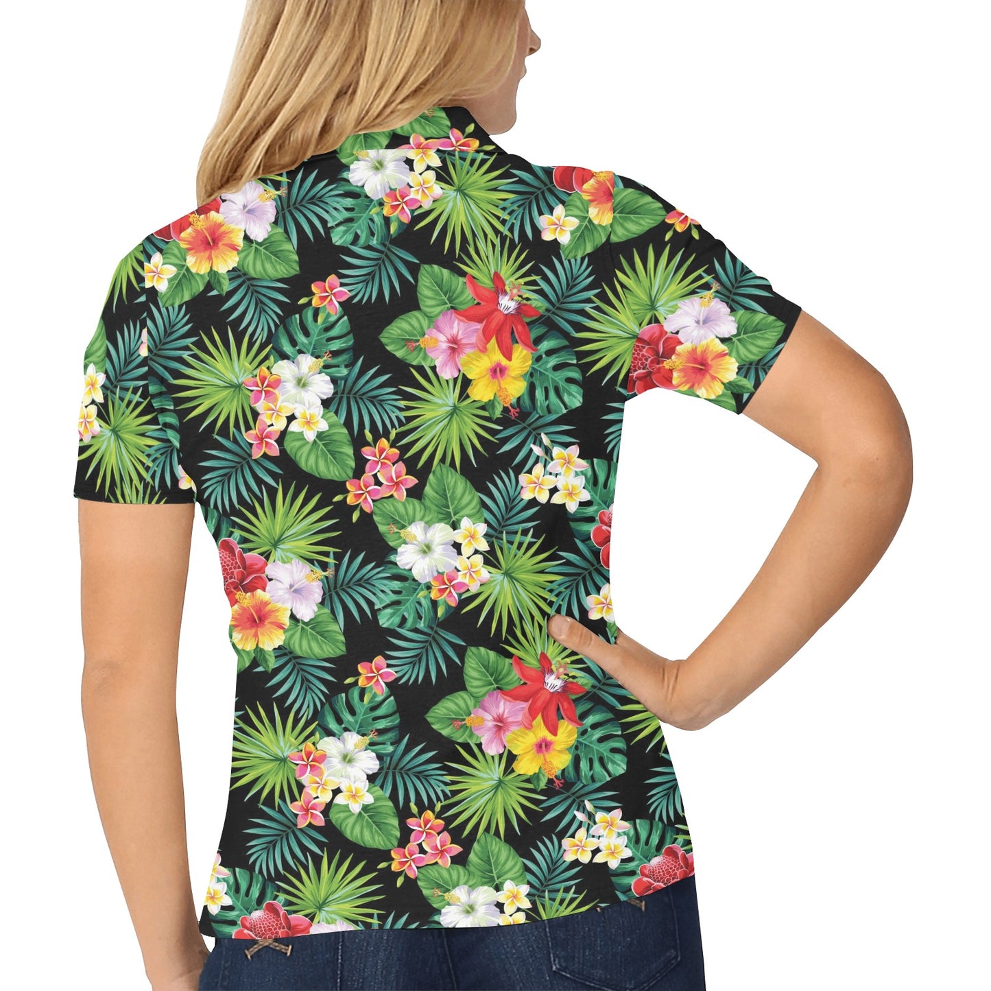 Hibiscus Hawaiian flower tropical Women's Polo Shirt