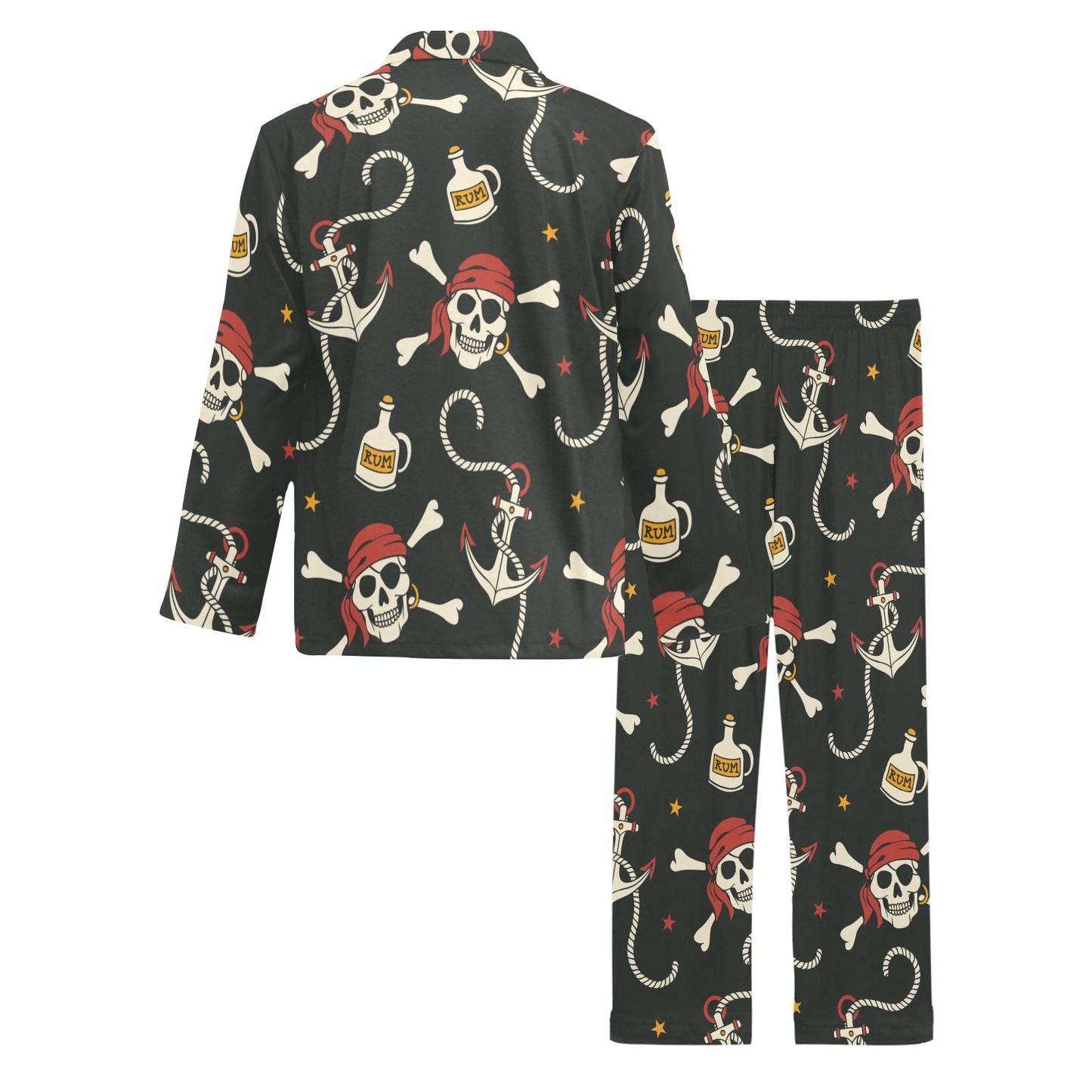 Pirate Pattern Print Design A02 Men's Long Pajama Set