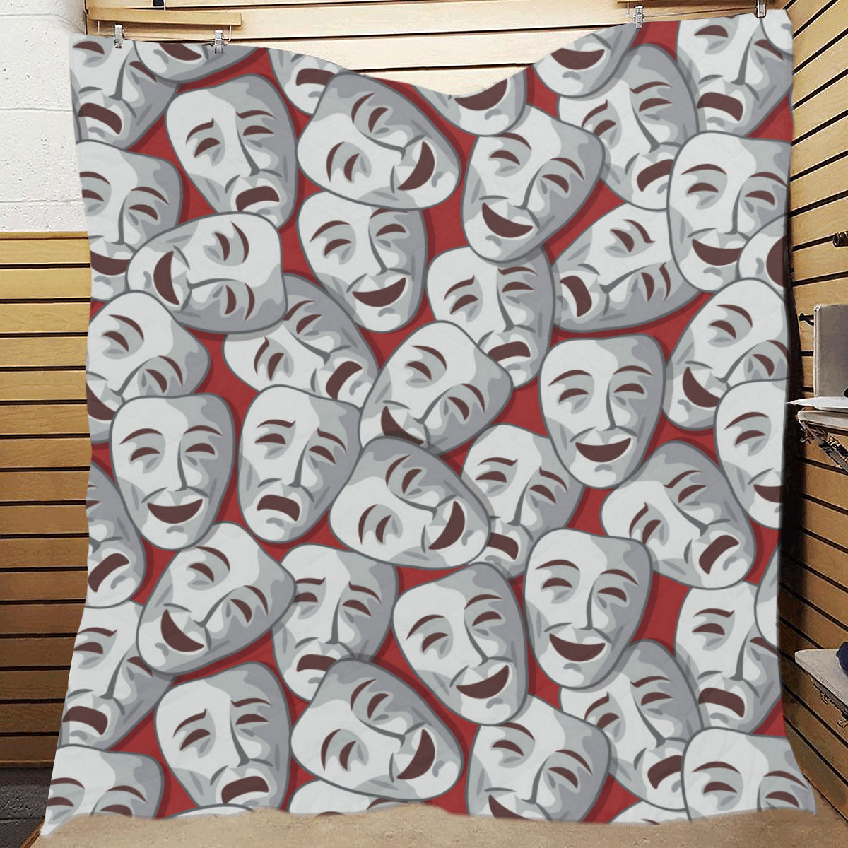 Acting Mask Pattern Print Design 01 Premium Quilt
