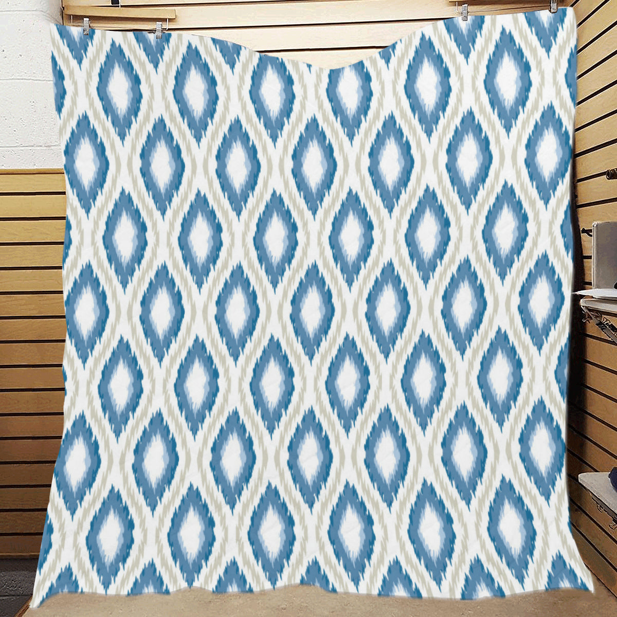 Ikat Pattern Print Design 02 Premium Quilt