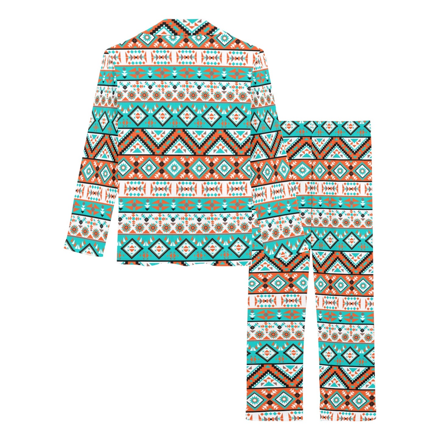 Navajo Style Print Pattern Women's Long Pajama Set