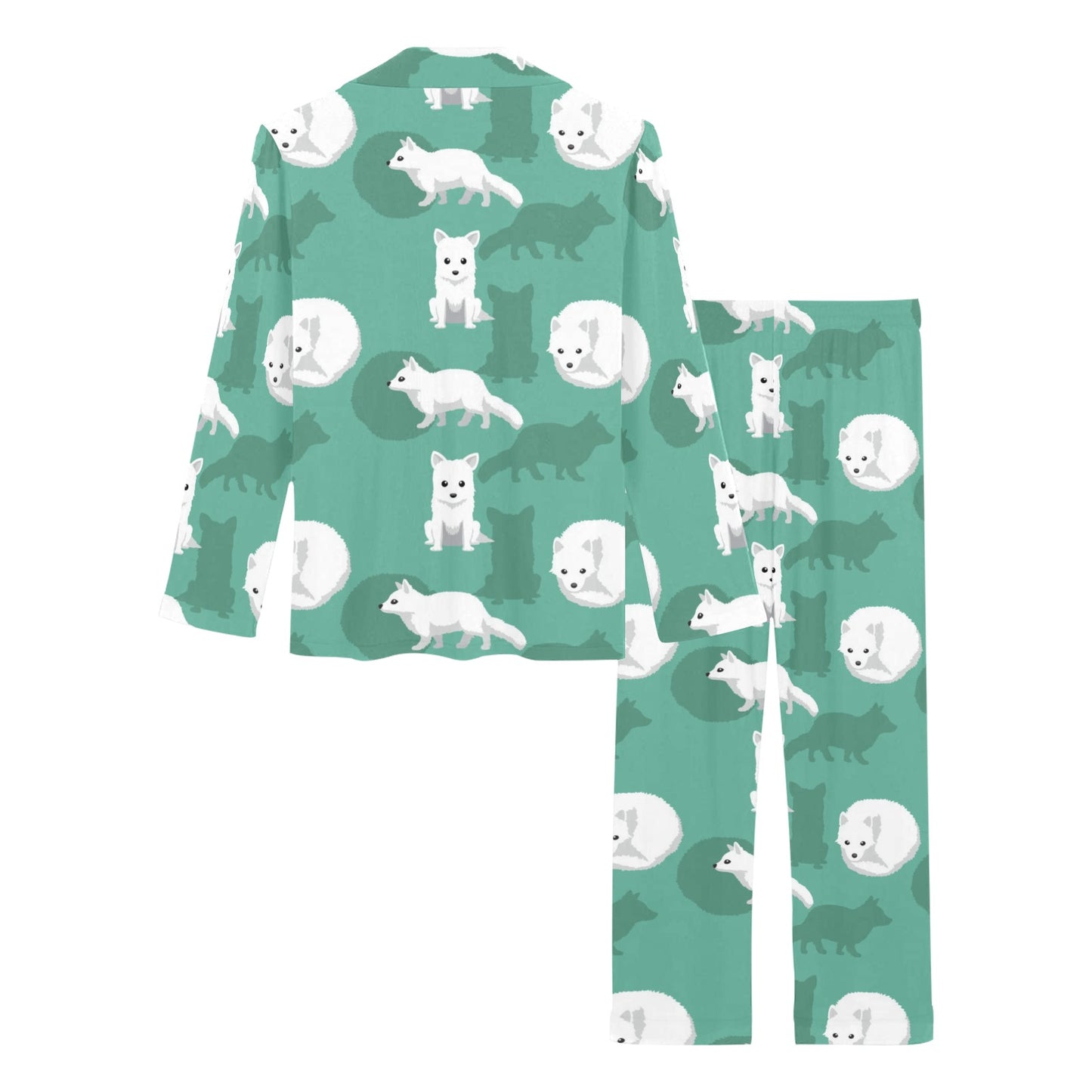 Arctic Fox Pattern Print Design Women's Long Pajama Set