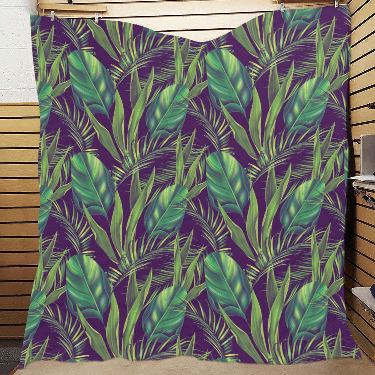 Palm Leaves Pattern Print Design PL03 Premium Quilt
