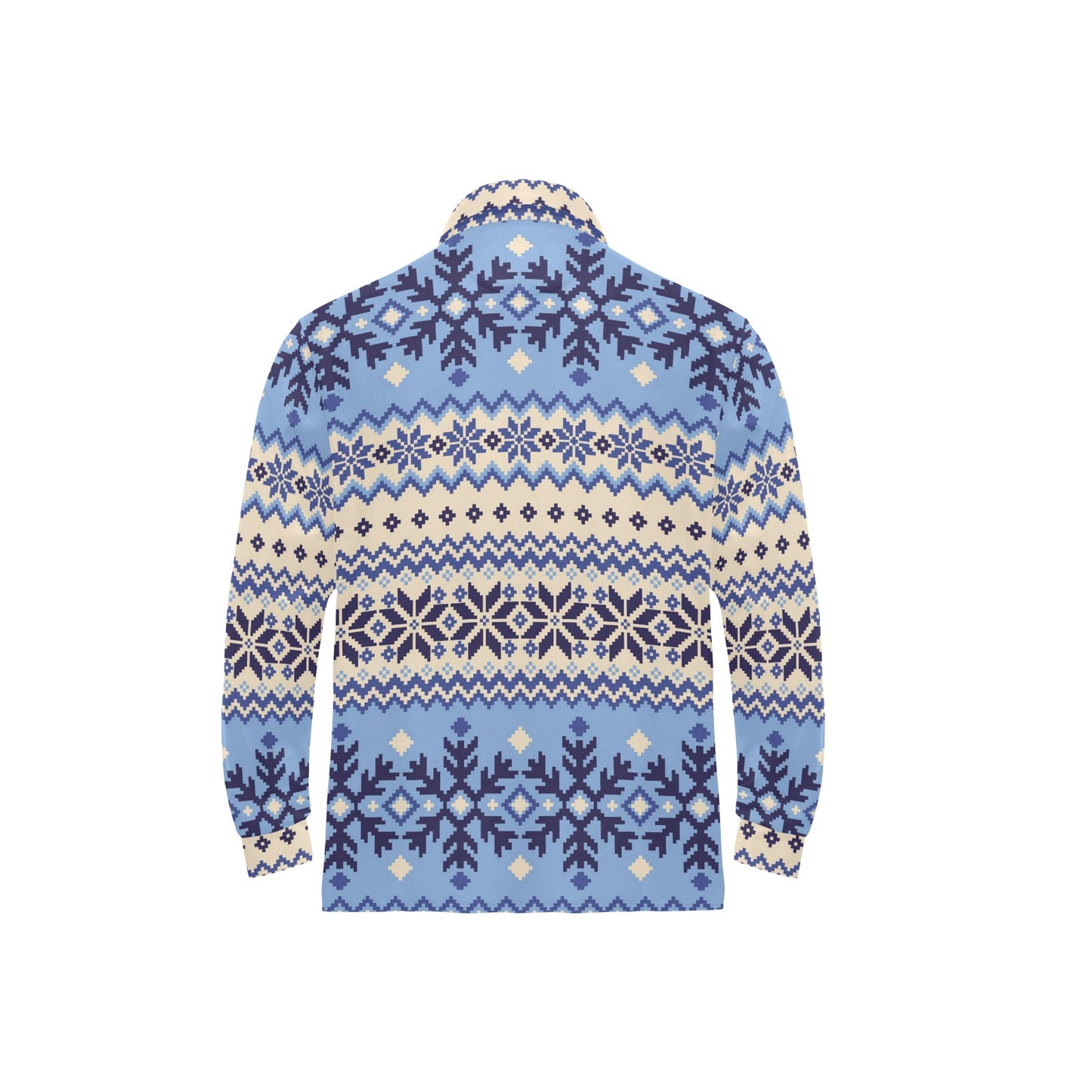 Nordic Pattern Print Design A03 Long Sleeve Polo Shirt For Men's