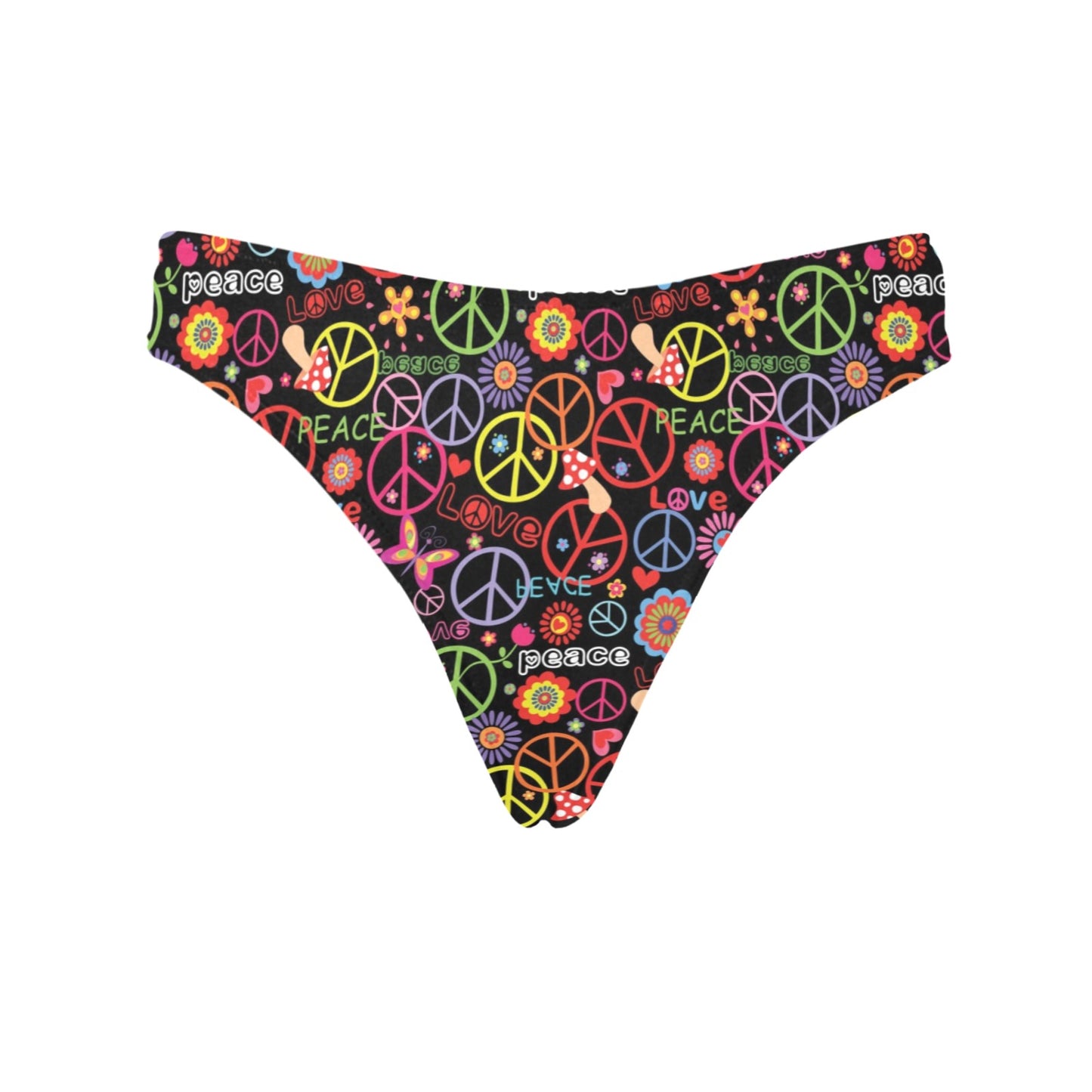 Peace Sign Colorful Design Print Women's Thongs