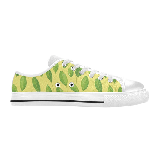 Spinach Print Design LKS302 Women's White Low Top Shoes