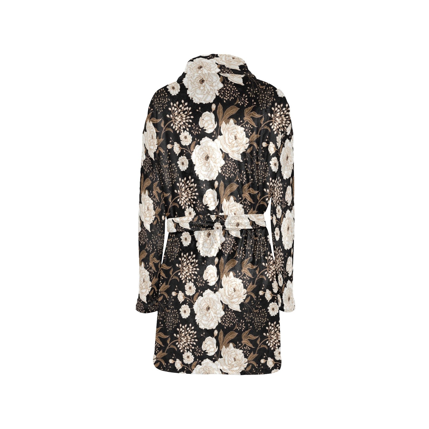 Peony Pattern Print Design A02 Women's Fleece Robe