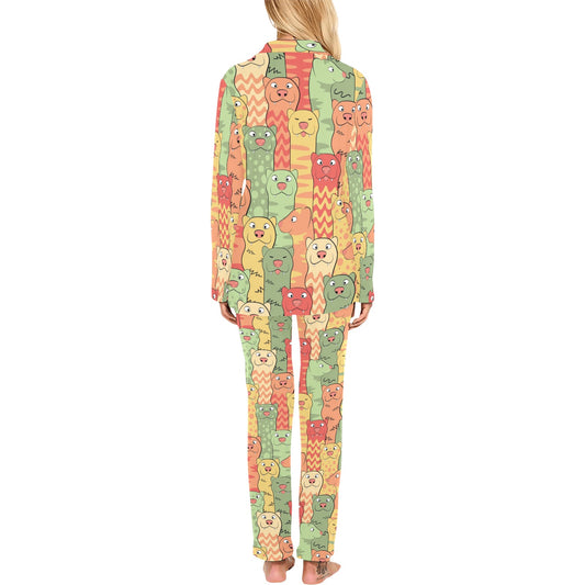 Ferret Pattern Print Design 01 Women's Long Pajama Set