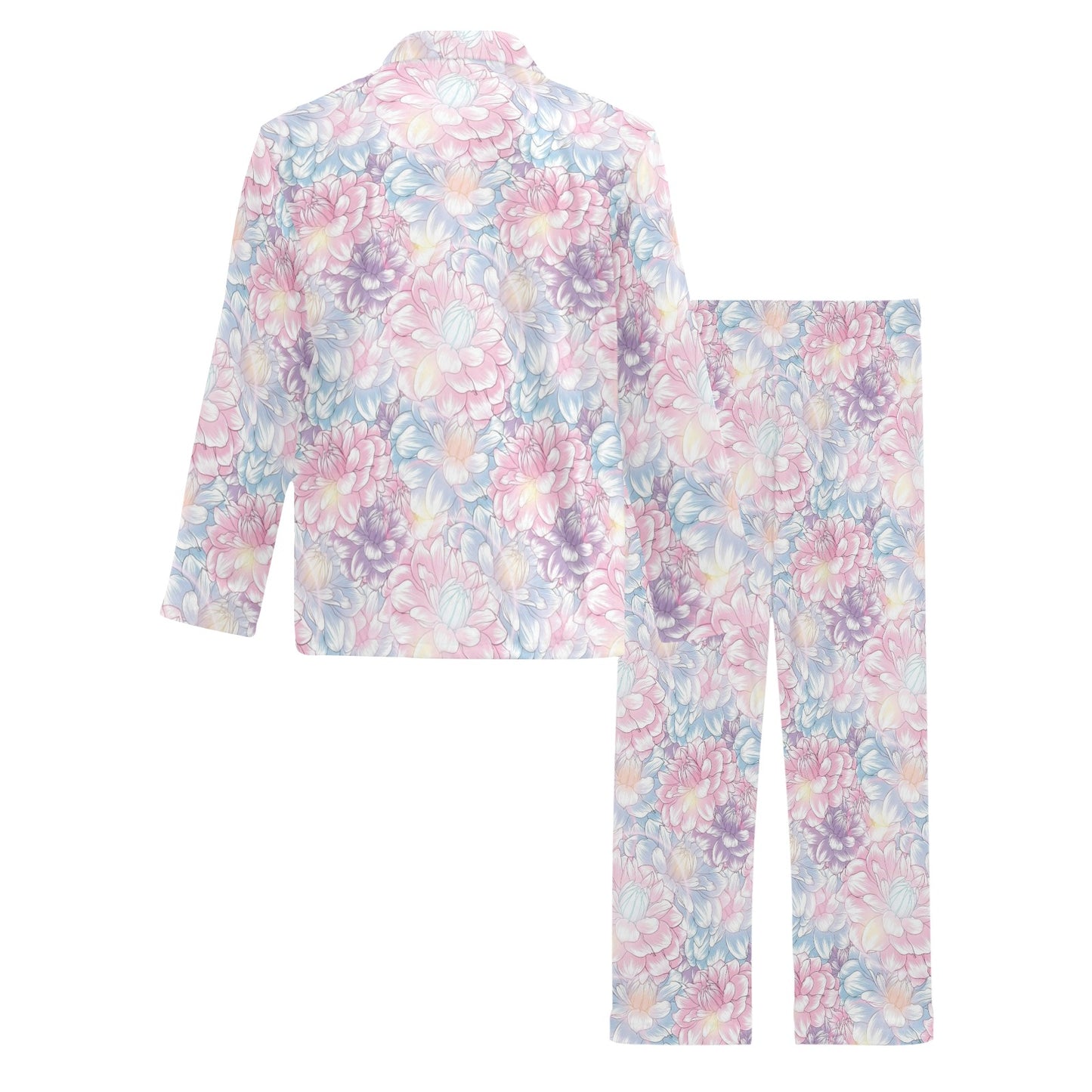 Dahlia Pattern Print Design 01 Men's Long Pajama Set