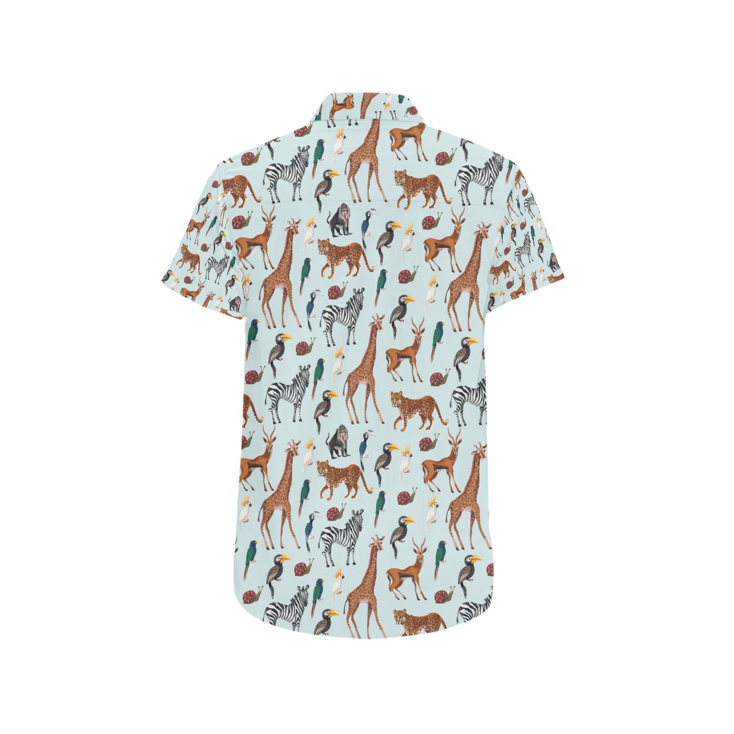 Safari Animal Print Design LKS306 Men Short Sleeve Button Up Shirt