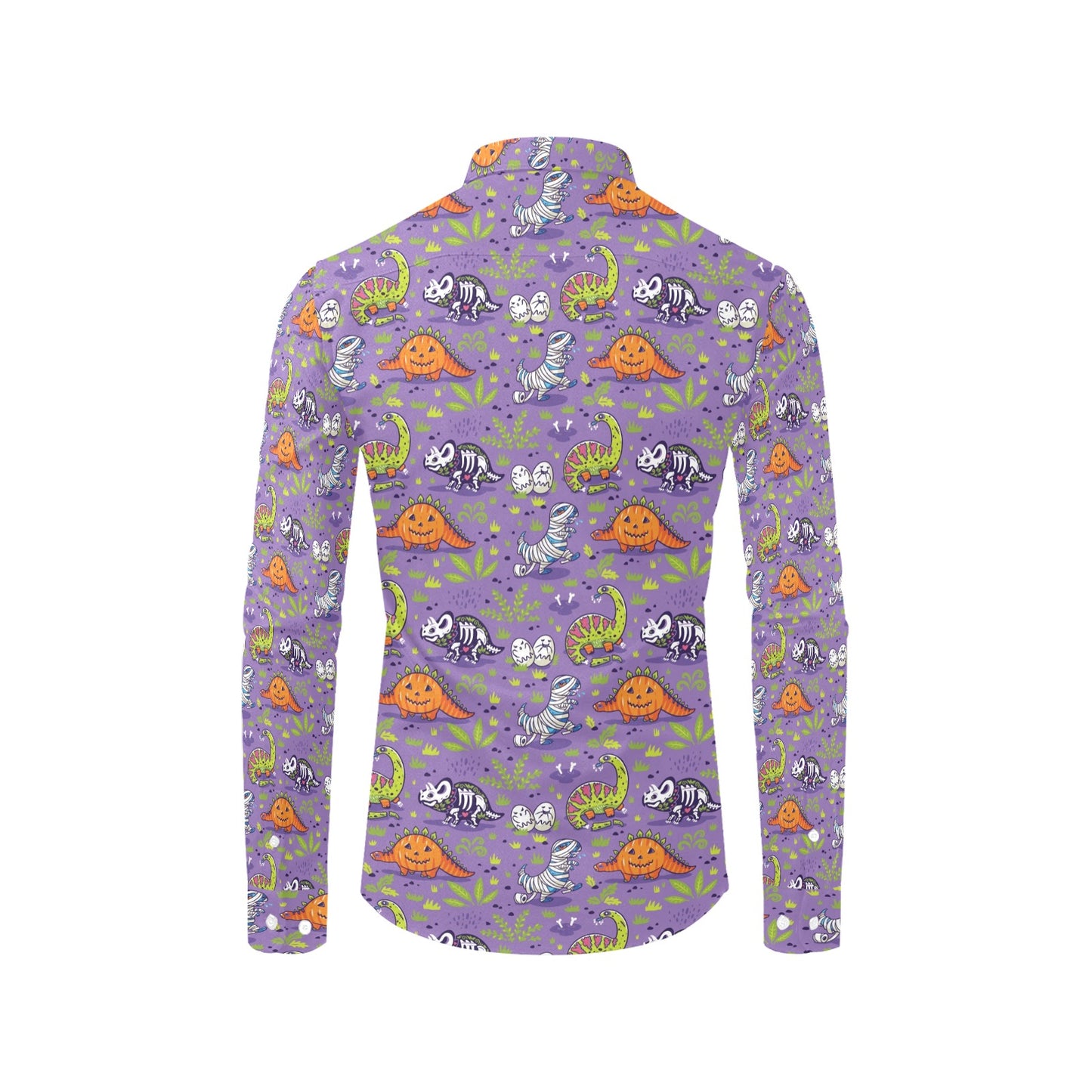 Zombie Dinosaur Print Design LKS302 Men's Long Sleeve Dress Shirt