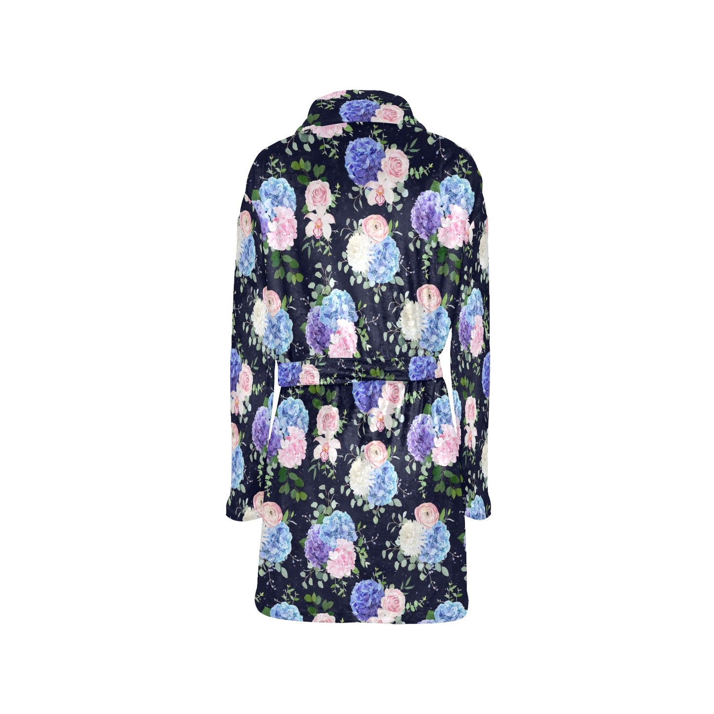 Hydrangea Pattern Print Design HD01 Women's Fleece Robe