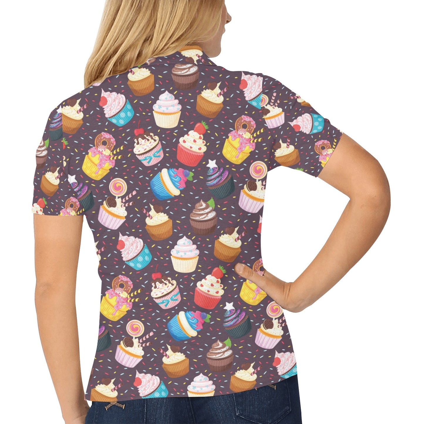 Cupcakes Party Print Pattern Women's Polo Shirt