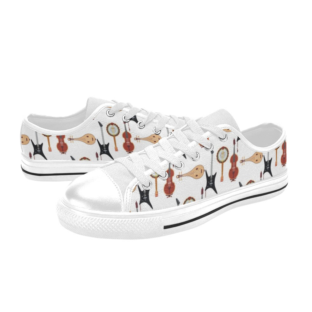 Banjo Print Design LKS403 Women's White Low Top Shoes