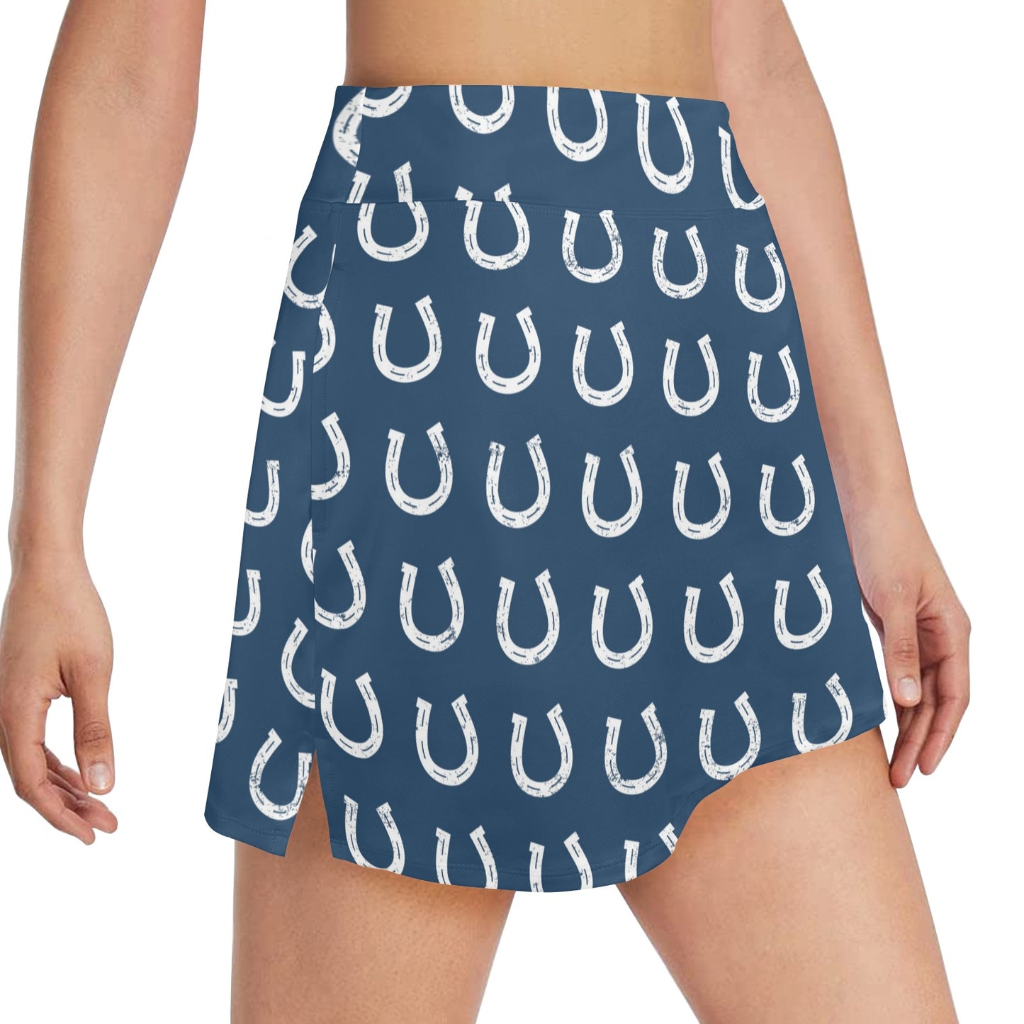 Horseshoe Print Design LKS301 Women's Golf Skirt with Pocket