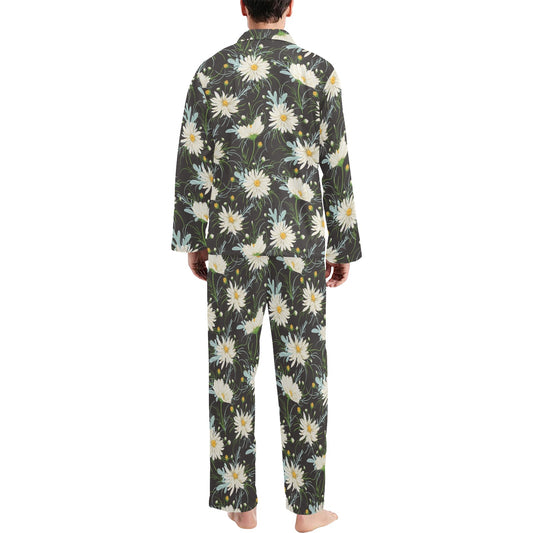 Daisy Pattern Print Design DS08 Men's Long Pajama Set