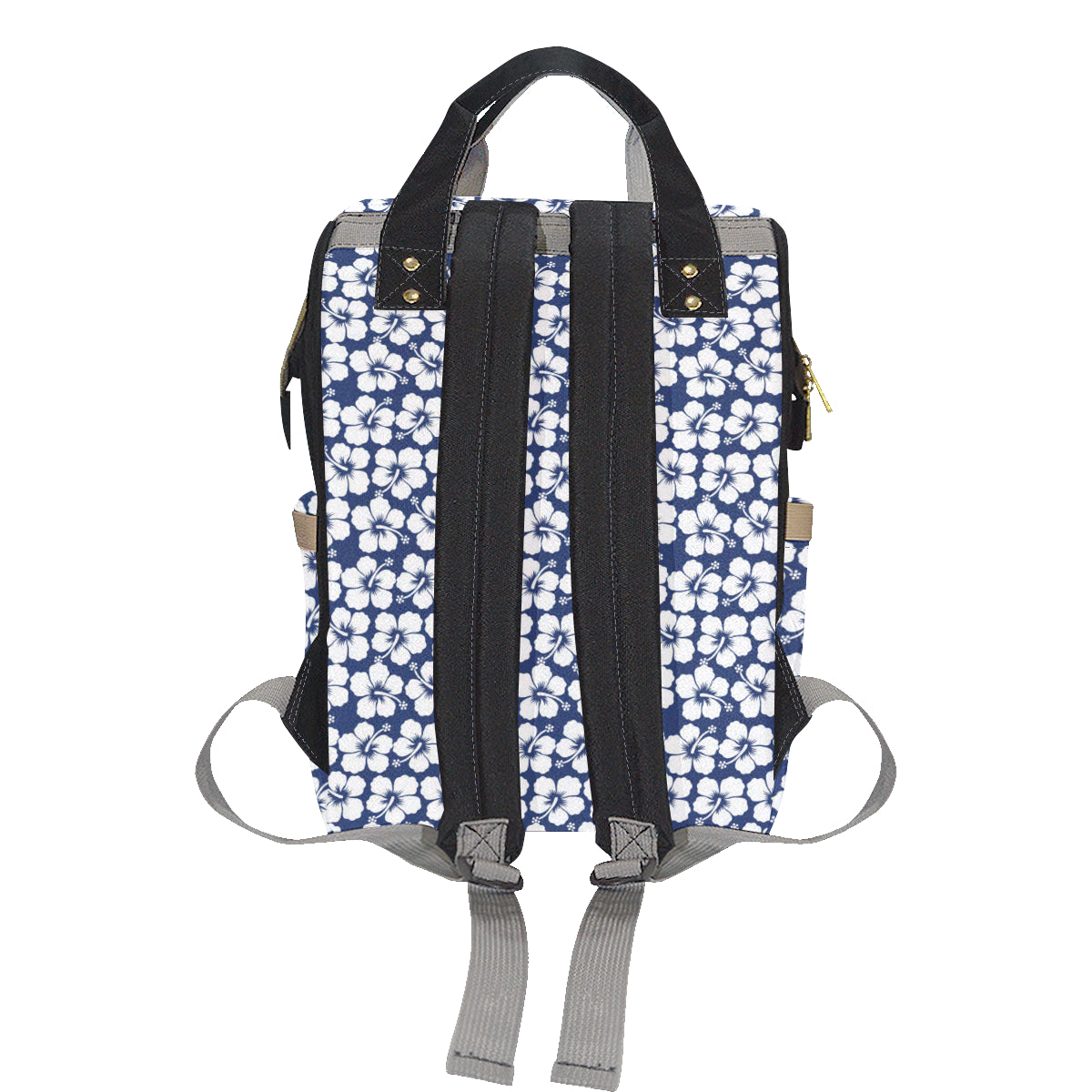Hibiscus Blue Hawaiian Flower Pattern Diaper Bag Backpack