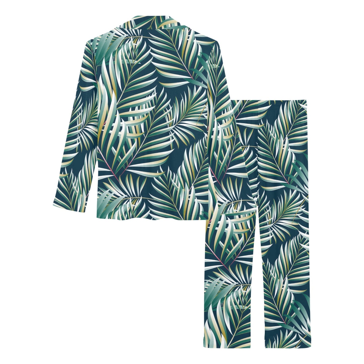 Sun Spot Tropical Palm Leaves hower Curtain Women's Long Pajama Set