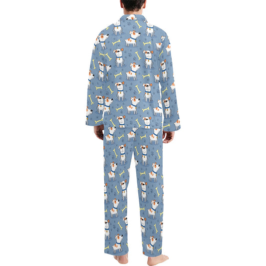 Bull Terriers Pattern Print Design 04 Men's Long Pajama Set