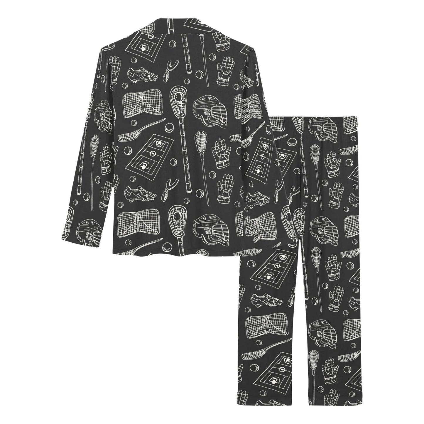 Lacrosse Pattern Print Design 01 Women's Long Pajama Set