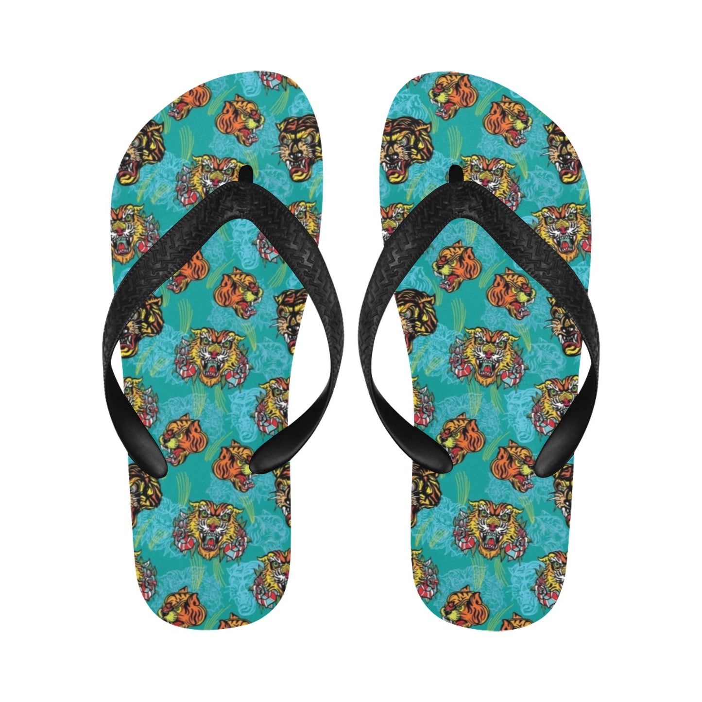 Tattoo Tiger Head Print Design LKS304 Flip Flops